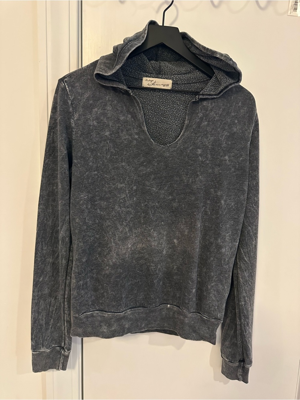 Washed Charcoal Hooded Women’s Sweater Size L Hoodie Vintage Havana